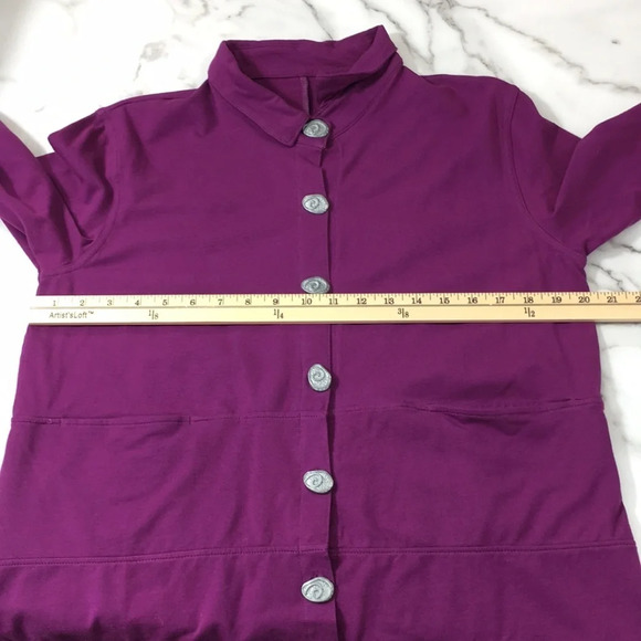 Neon Budhha Purple Button Front Shirt Long Sleeve - Picture 5 of 12